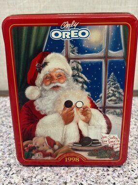 OREO Christmas Vintage 1998 Santa’s Little Secret Collectible Tin Box - Empty